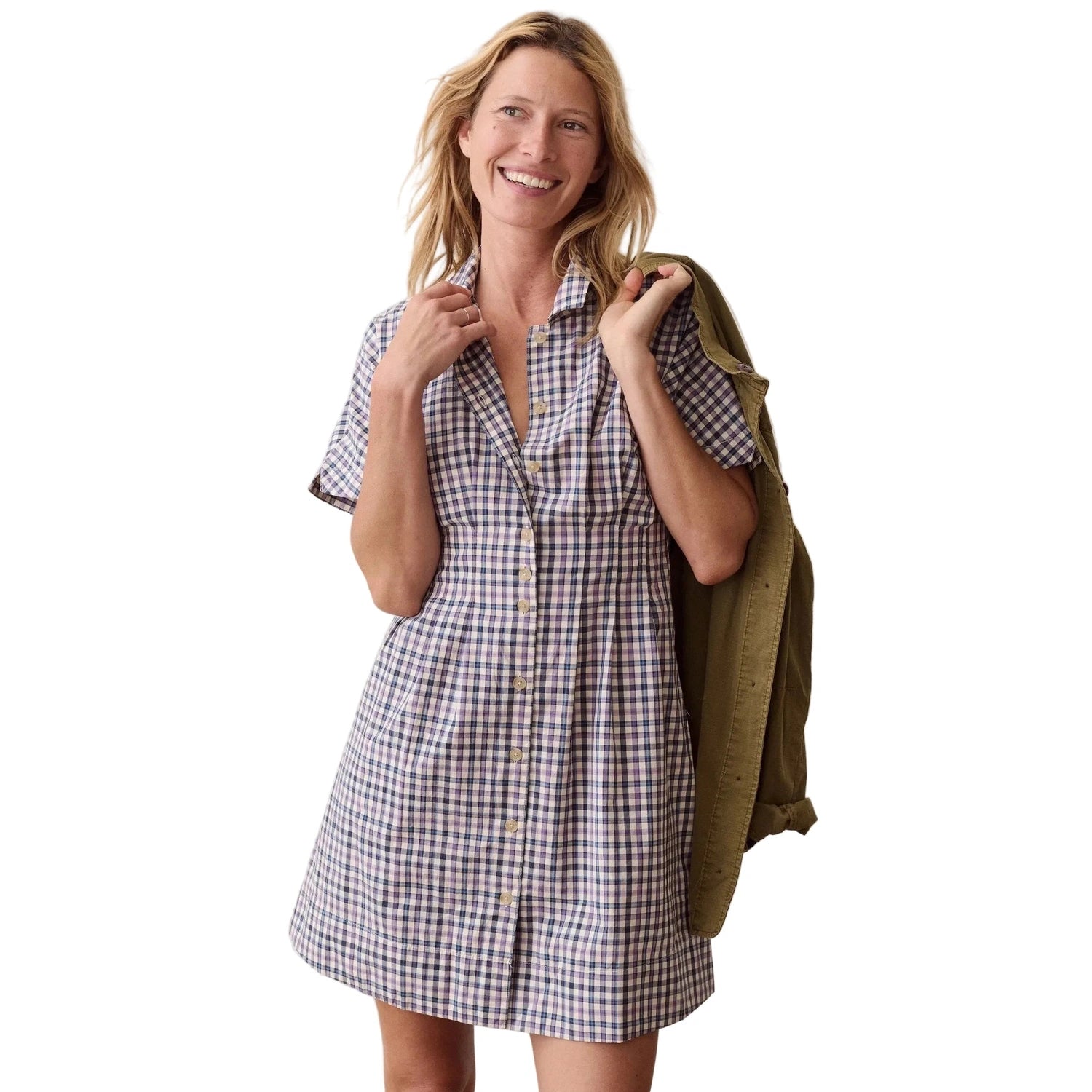 country mini dress Arden Shirt in Blue & Lavender Plaid S Size:Small 14-14.5 ( 32/33) VM: Holiday PV down front Hot Pink Pleated Satin