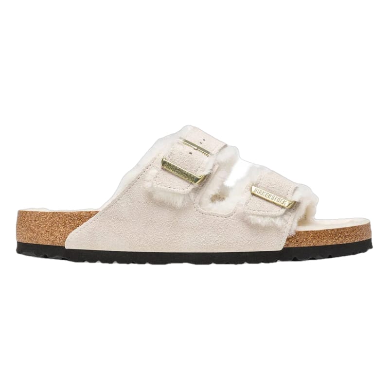 Birkenstock WOMENS FOOTWEAR - WOMENS SANDALS - WOMENS SANDALS CASUAL Women's Arizona Shearling Suede Leather ANTIQUE WHITE|ANTIQUE WHITE