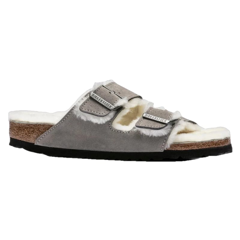 Birkenstock 11. SANDALS - WOMENS SANDAL Women's Arizona Shearling Suede Leather STONE COIN|NATURAL