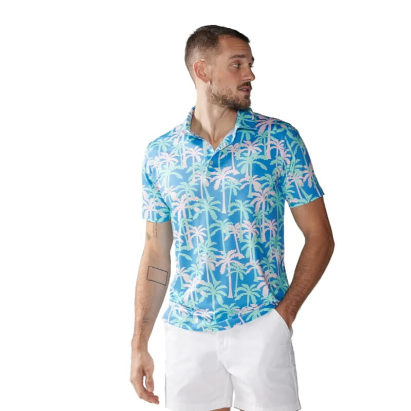Chubbies 01. MENS APPAREL - MENS SS SHIRTS - MENS SS POLO Men's Performance Polo 2.0 THE KEEP PALM AND CARRY ON
