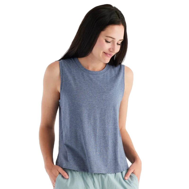 Free Fly Apparel 02. WOMENS APPAREL - WOMENS SS SHIRTS - WOMENS TANK CASUAL Women's Bamboo Current Tank HEATHER STONEWASH