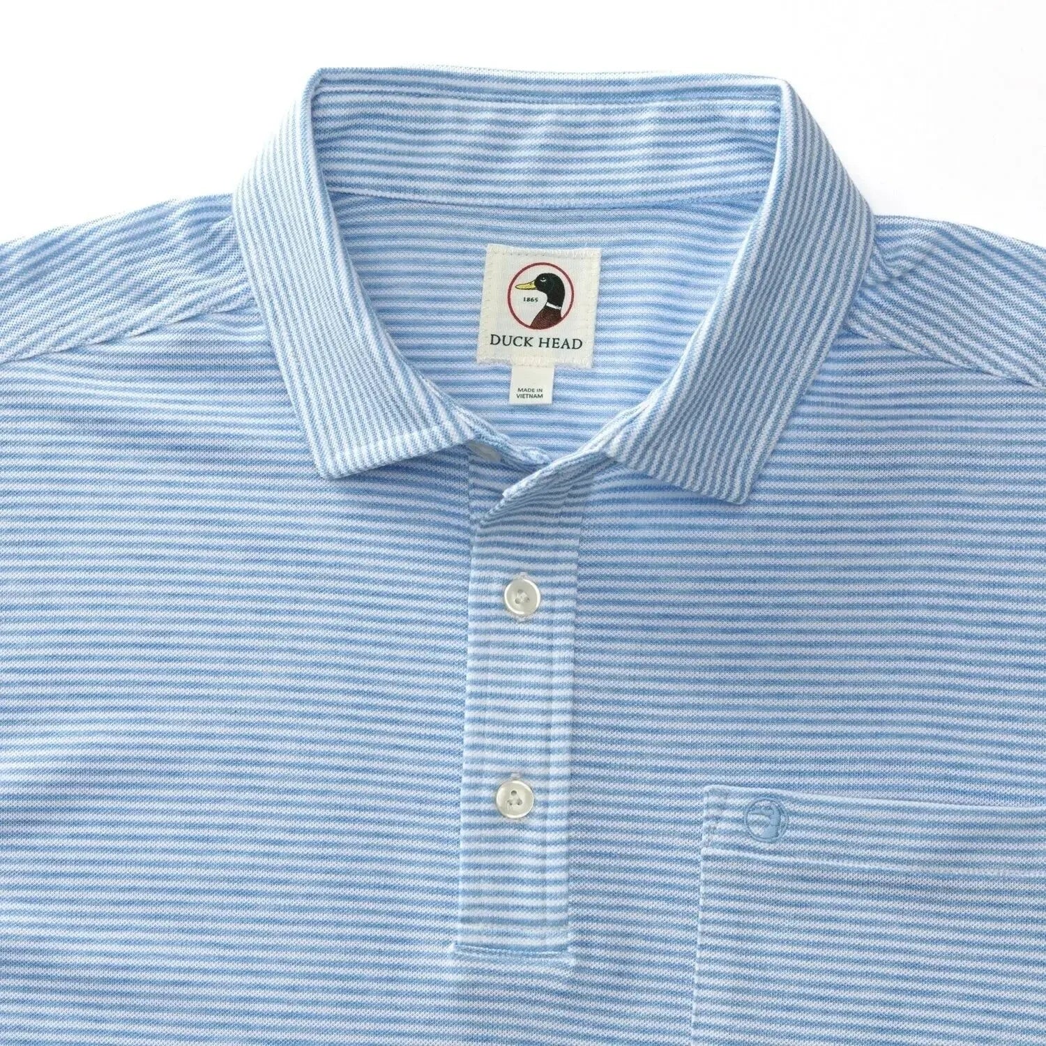 Duck Head 01. MENS APPAREL - MENS SS SHIRTS - MENS SS POLO Men's Summerford Stripe Performance Polo 443 IMPERIAL BLUE HEATHER