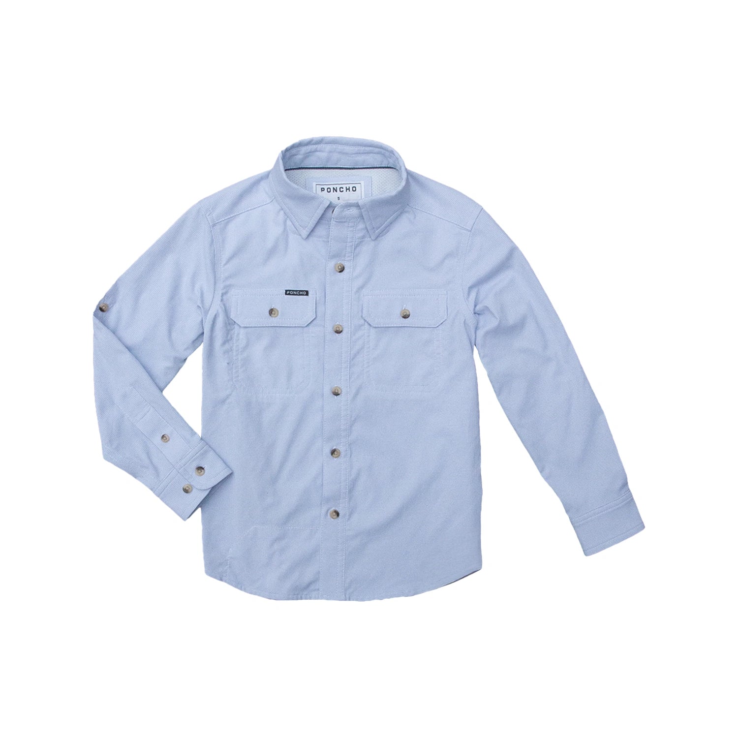 Poncho Kids Original Shirt | Blue MICROCHECK | Long Sleeve L Kids Poncho Kids Original Shirt | Blue MICROCHECK | Long Sleeve L Kids