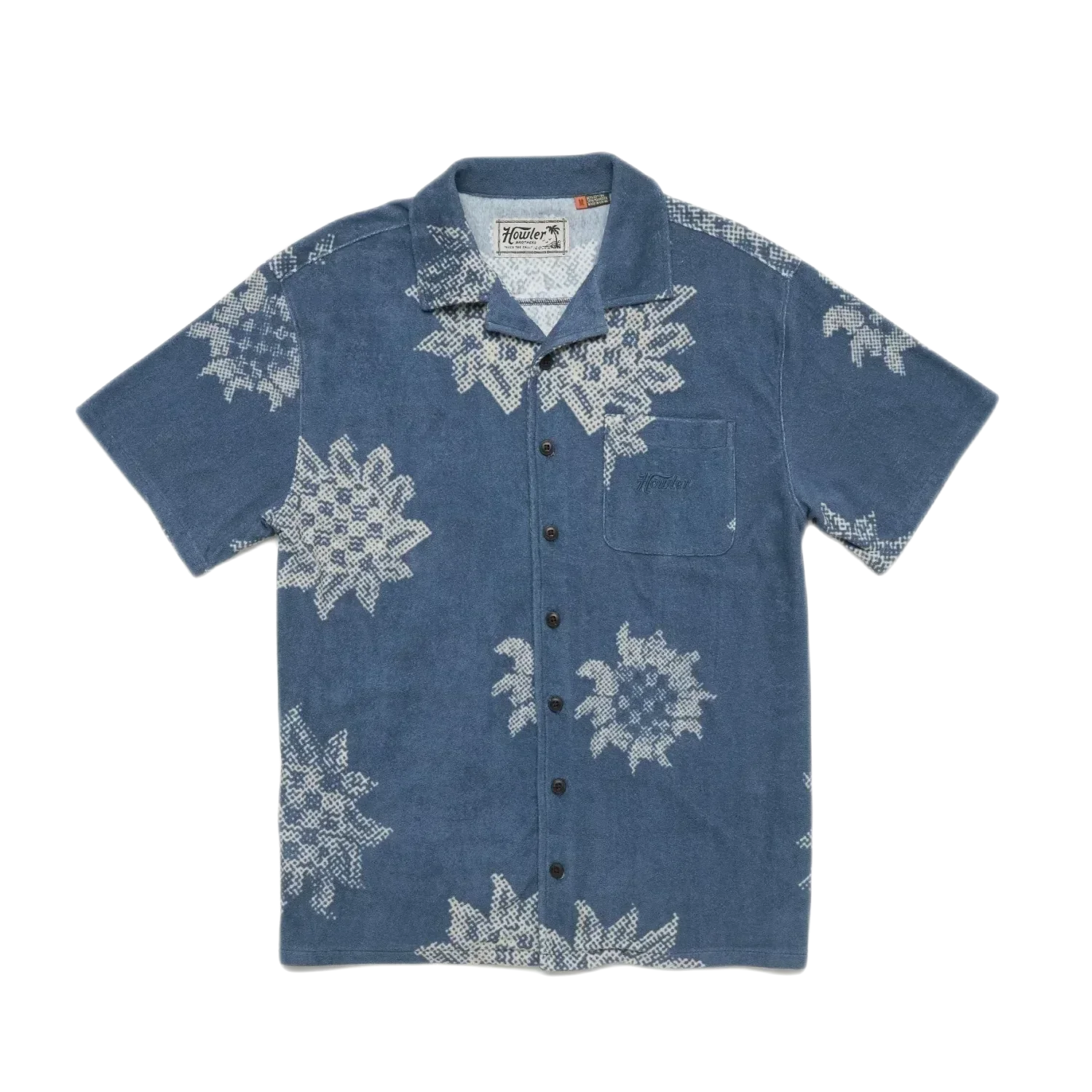 Howler Bros 05. M. SPORTSWEAR - M. SS SHIRT Men's Palapa Terry Shirt SUNFLOWER PIXELS | POSTAL BLUE