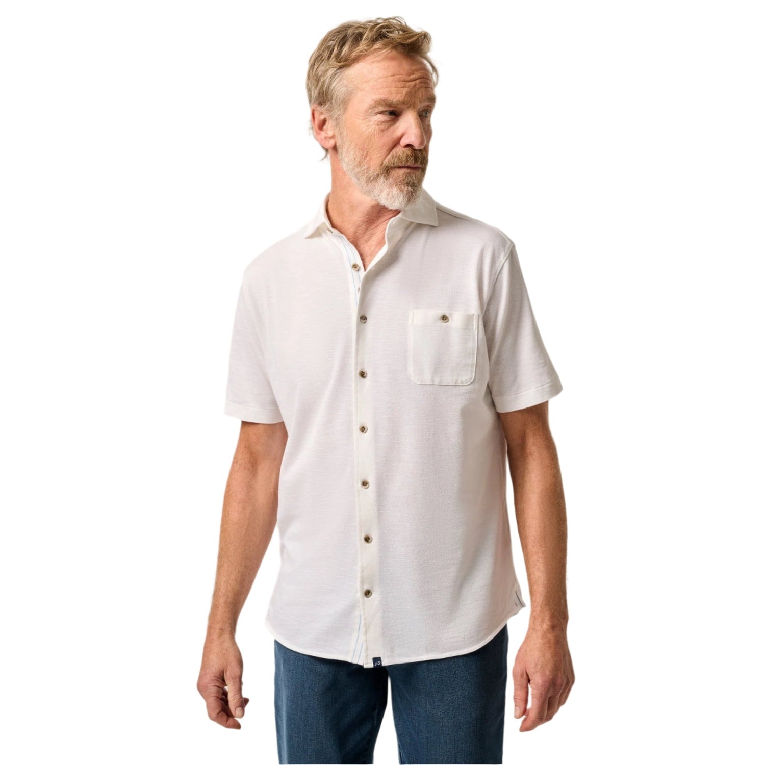 White Button Jersey Cotton Button Down Shirt Stafford Button Front Men's Short Sleeve Regular Fit Button- White Button Jersey Cotton Button Down Shirt Stafford Button Front Men's Short Sleeve Regular Fit Button-