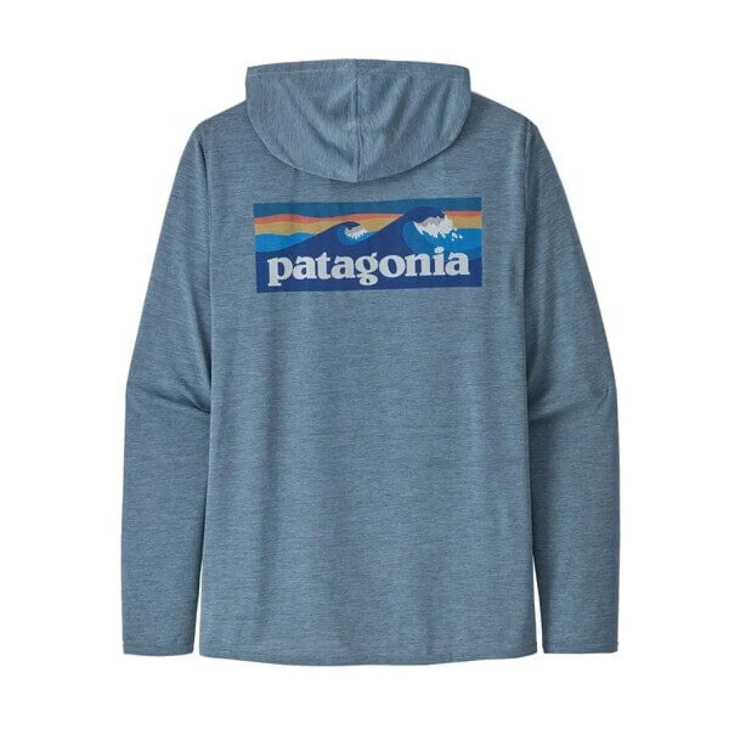 Patagonia 01. MENS APPAREL - MENS LS SHIRTS - MENS LS HOODY Men's Capilene Cool Daily Graphic Hoody BOARDSHORT LOGO| LIGHT PLUME GREY X-DYE
