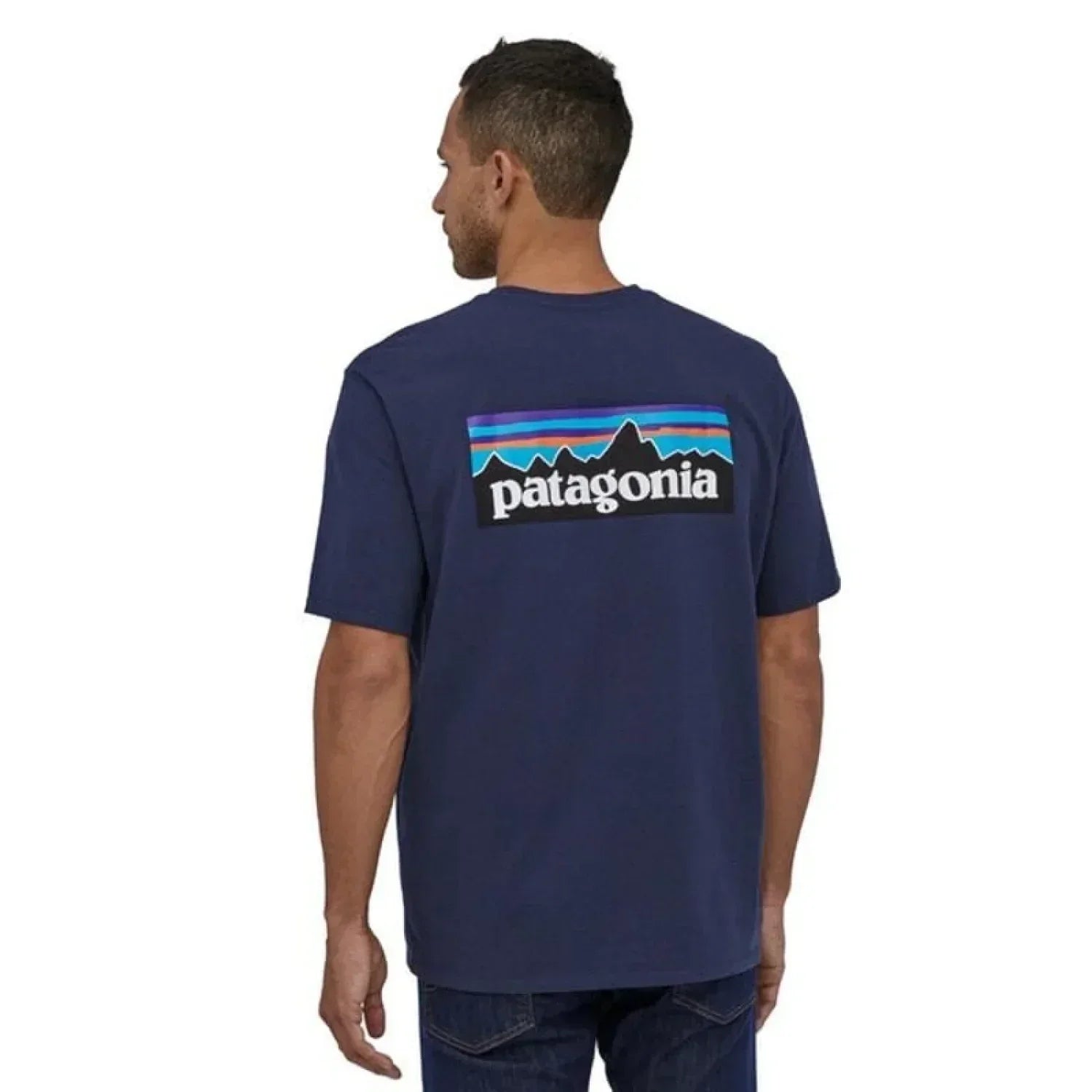 Patagonia 01. MENS APPAREL - MENS T-SHIRTS - MENS T-SHIRT SS Men's P-6 Logo Responsibili-Tee CNY CLASSIC NAVY