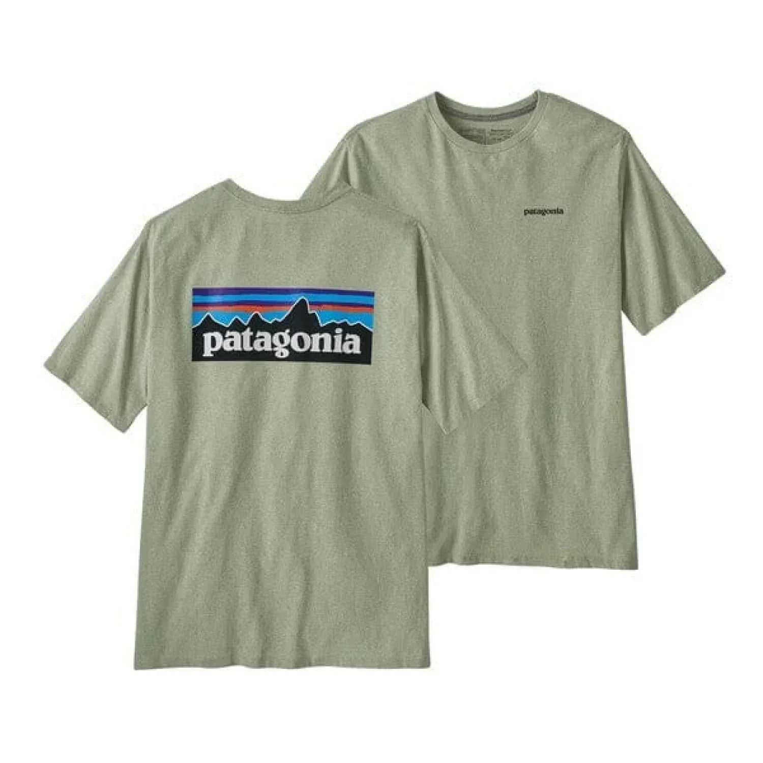 Patagonia 01. MENS APPAREL - MENS T-SHIRTS - MENS T-SHIRT SS Men's P-6 Logo Responsibili-Tee SLVG SALVIA GREEN