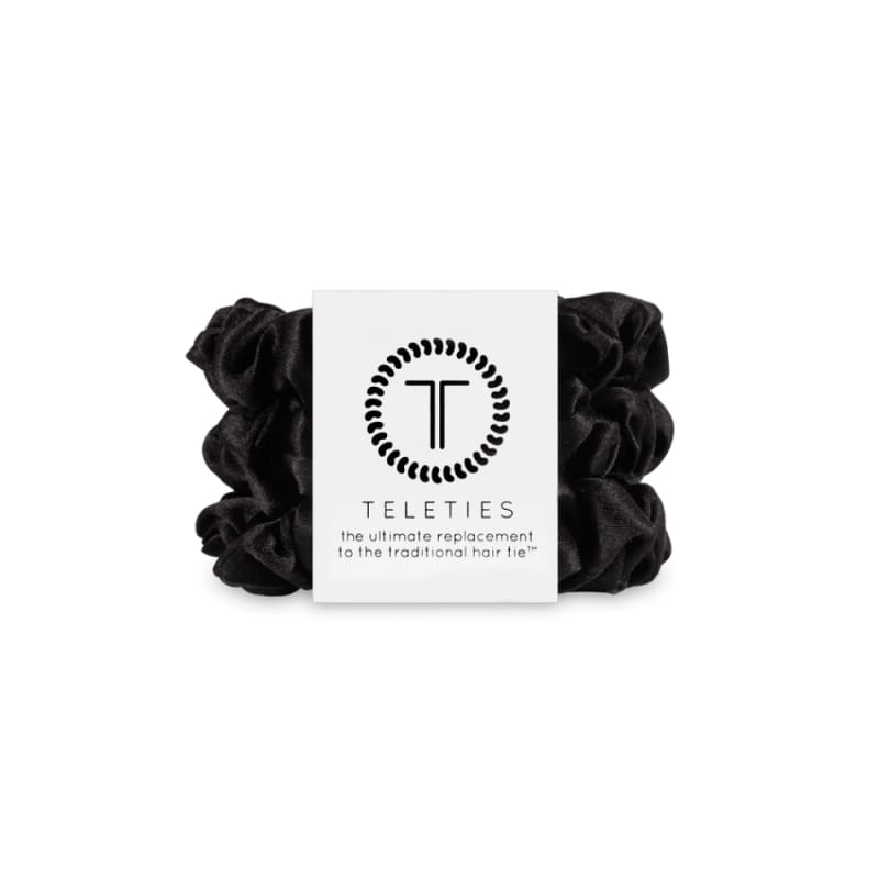 Teleties GIFTS|ACCESSORIES - WOMENS ACCESSORIES - WOMENS HAIR ACCESSORIES Silk Scrunchie JET BLACK SMALL