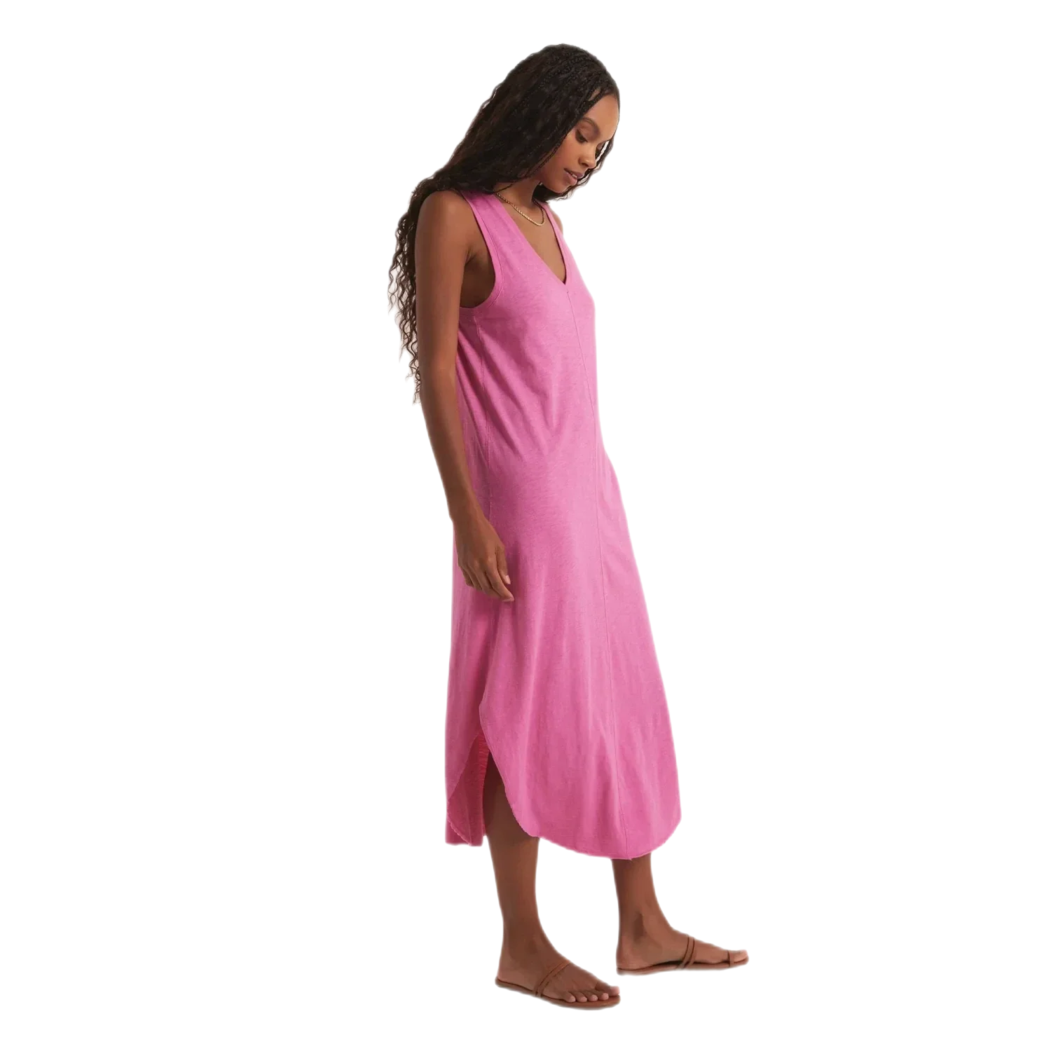 Z Supply 02. WOMENS APPAREL - WOMENS DRESS|SKIRT - WOMENS DRESS CASUAL Women's Reverie Midi Dress HRP HEARTBREAKER PINK