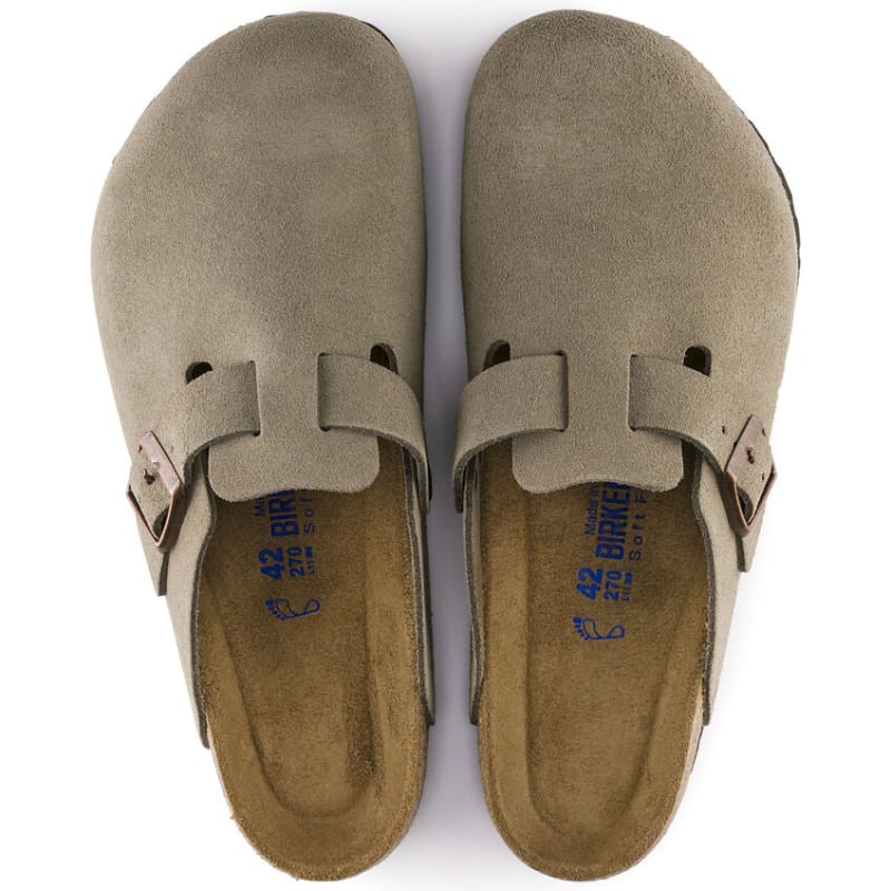 Birkenstock WOMENS FOOTWEAR - WOMENS SANDALS - WOMENS SANDALS CASUAL Boston Soft Footbed Suede Leather TAUPE