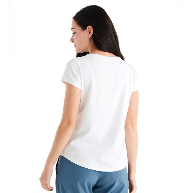 Free Fly Apparel 02. WOMENS APPAREL - WOMENS SS SHIRTS - WOMENS SS CASUAL Women's Bamboo Current Tee BRIGHT WHITE