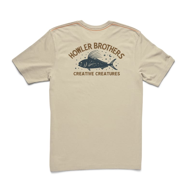 Howler Bros 01. MENS APPAREL - MENS T-SHIRTS - MENS T-SHIRT SS Men's Select Pocket Tee CREATIVE CREATURES ROOSTERFISH | SAND HEATHER