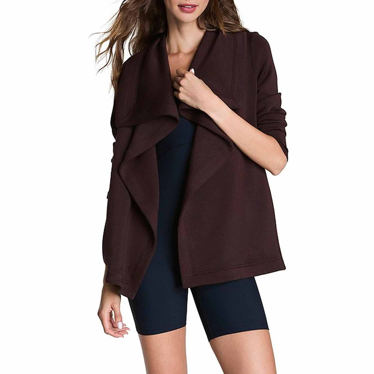 SPANX 02. WOMENS APPAREL - WOMENS HOODIES|SWEATERS - WOMENS CARDIGAN Women's AirEssentials Open Wrap Cardigan TRUFFLE BROWN