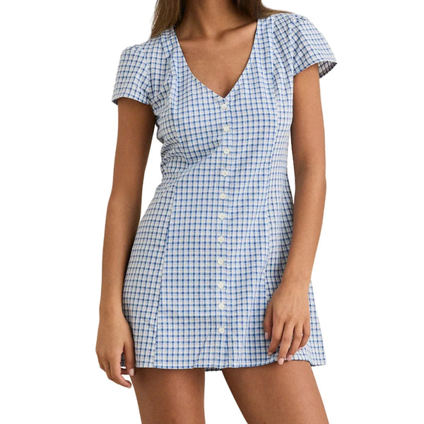 Rhythm Lola Check Cap Sleeve Mini Dress