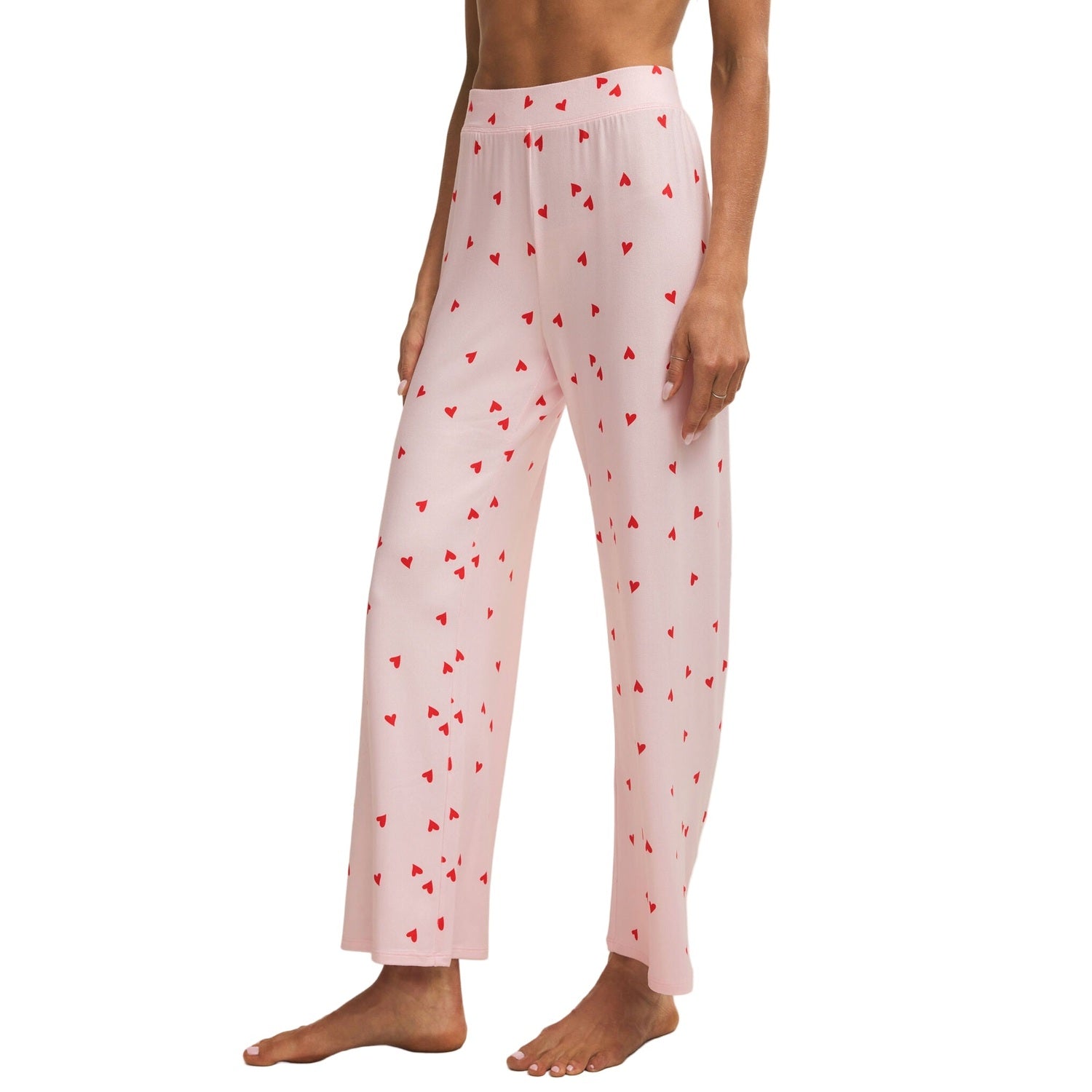 Z Supply 02. WOMENS APPAREL - WOMENS PANTS - WOMENS PANTS LOUNGE Women's Luxe Heart Pant PIM PINK MARSHMALLOW
