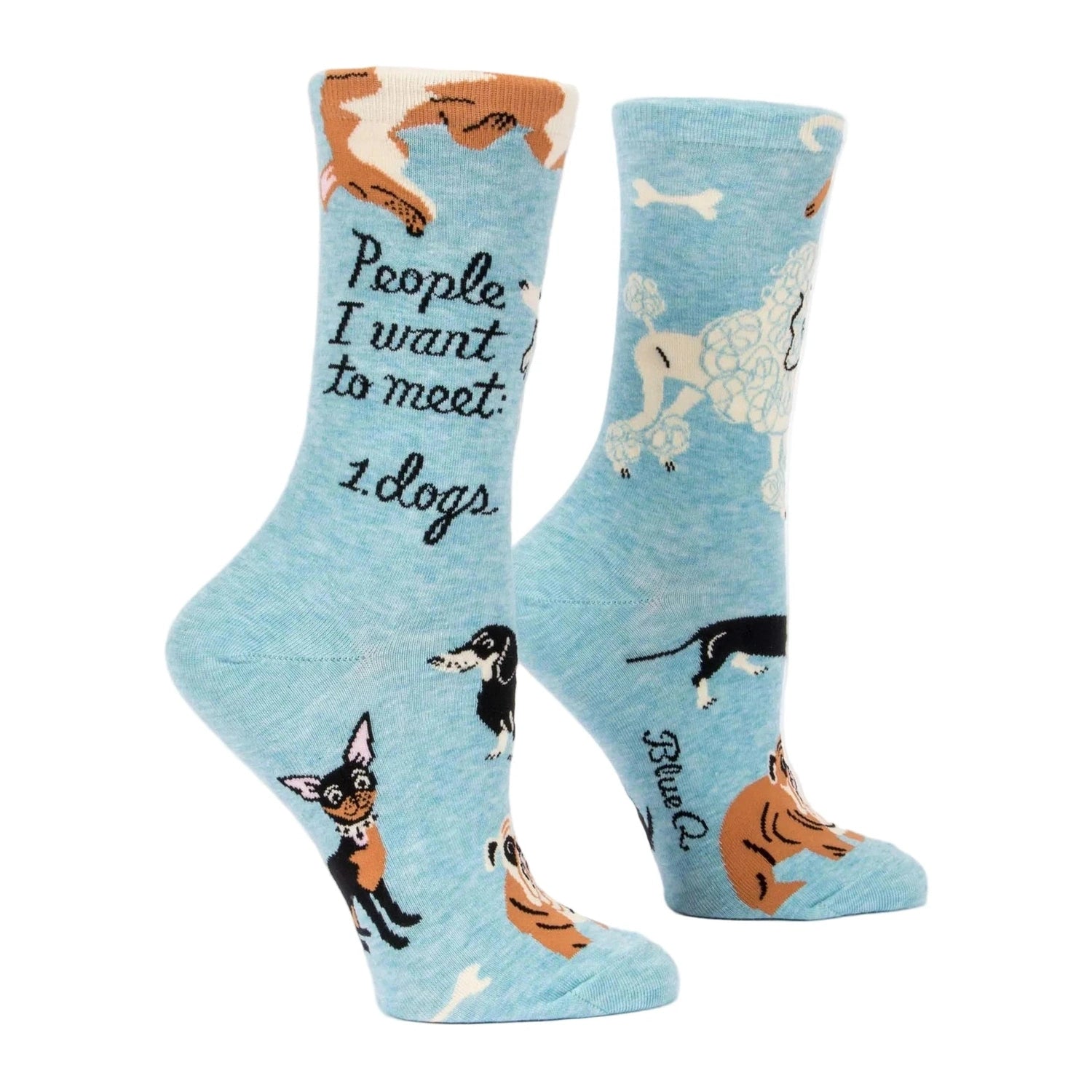Blue Q 06. SOCKS - WOMENS SOCKS - WOMENS SOCKS GIFT Women's People to Meet: Dogs Crew Socks