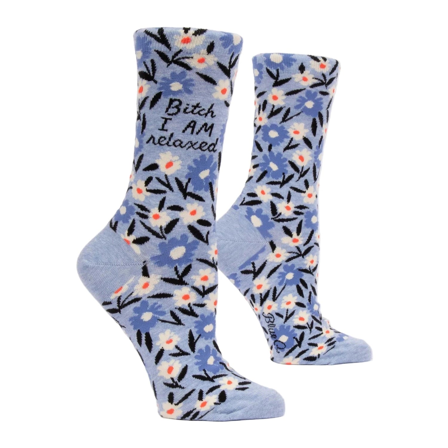 Blue Q 06. SOCKS - WOMENS SOCKS - WOMENS SOCKS GIFT Women's Bitch I Am Relaxed Crew Socks