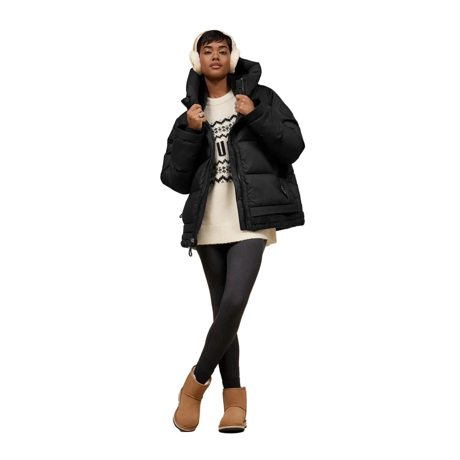 UGG 11. HATS - HATS WINTER - HATS WINTER Women's Sheepskin Embroidery Earmuff CHESTNUT