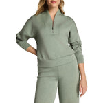 SPANX 02. WOMENS APPAREL - WOMENS HOODIES|SWEATERS - WOMENS PO Q ZIP Women's AirEssentials Shawl Collar Half Zip SAGE BRUSH HTR