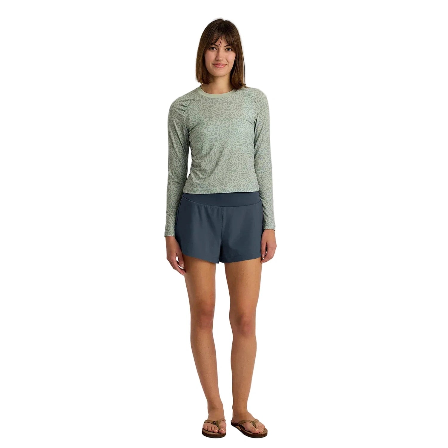 Free Fly Apparel 02. WOMENS APPAREL - WOMENS SHORTS - WOMENS SHORTS ACTIVE Women's Bamboo-Lined Active Breeze Short - 3" STORM CLOUD