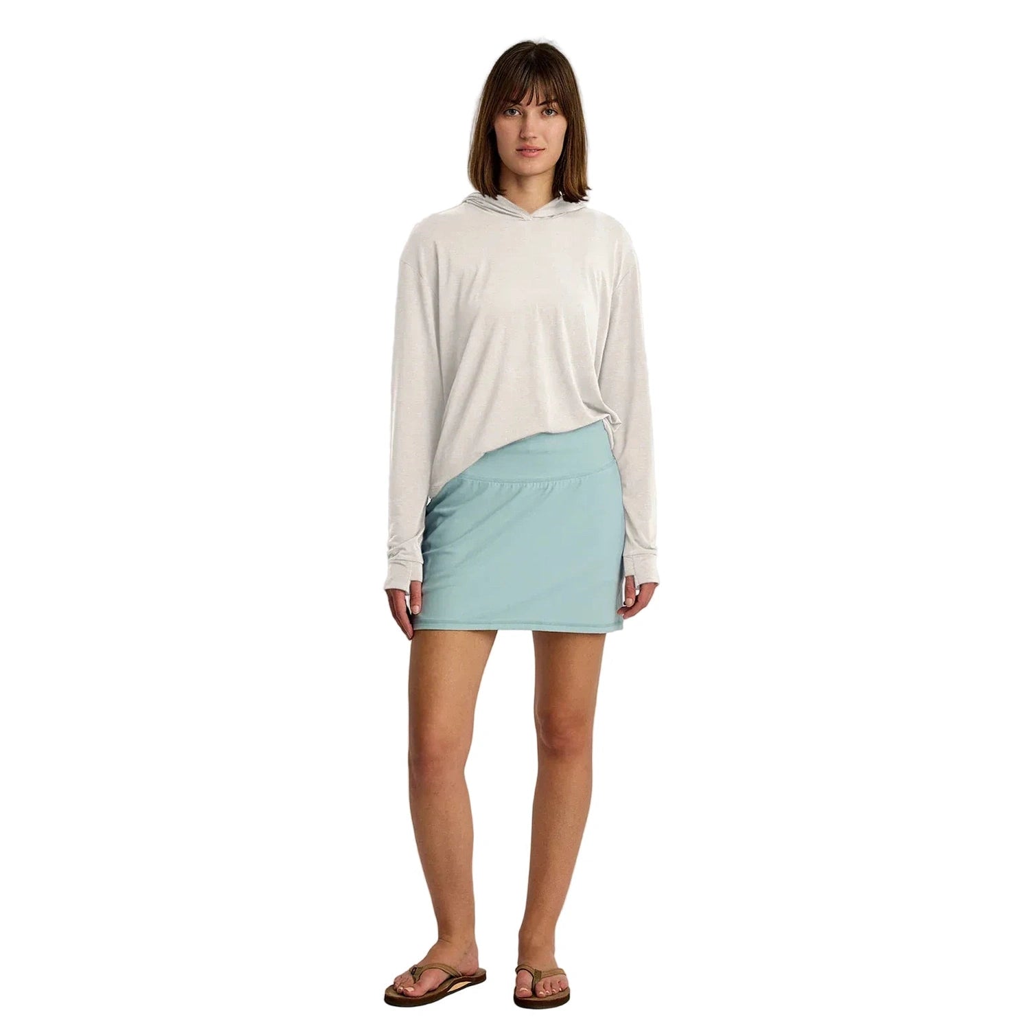 Free Fly Apparel 02. WOMENS APPAREL - WOMENS LS SHIRTS - WOMENS LS HOODY Women's Elevate Lightweight Hoodie HEATHER BIRCH