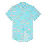 Chubbies 01. MENS APPAREL - MENS SS SHIRTS - MENS SS BUTTON UP Men's Breezetech Shirt THE GET SCHOOLED TEAL