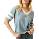 Faherty 02. WOMENS APPAREL - WOMENS SS SHIRTS - WOMENS SS CASUAL Women's Sunwashed Slub Varsity Tee EUY BLUE VARSITY