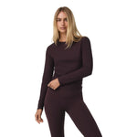 Vuori 02. WOMENS APPAREL - WOMENS LS SHIRTS - WOMENS LS CASUAL Women's Long Sleeve Pose Crew RSN RAISIN