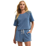 Z Supply 02. WOMENS APPAREL - WOMENS SS SHIRTS - WOMENS SS CASUAL Women's Curran Knit Denim Sweatshirt CYI CALYPSO BLUE INDIGO