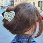 Solar Eclipse 10. GIFTS|ACCESSORIES - WOMENS ACCESSORIES - WOMENS HAIR ACCESSORIES Women's Hand-Painted Paisley Heart Claw Hair Clip BLACK|WHITE