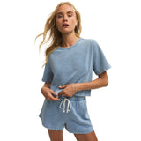 Z Supply 02. WOMENS APPAREL - WOMENS SS SHIRTS - WOMENS SS CASUAL Women's Curran Knit Denim Sweatshirt OAI OCEAN AIR INDIGO