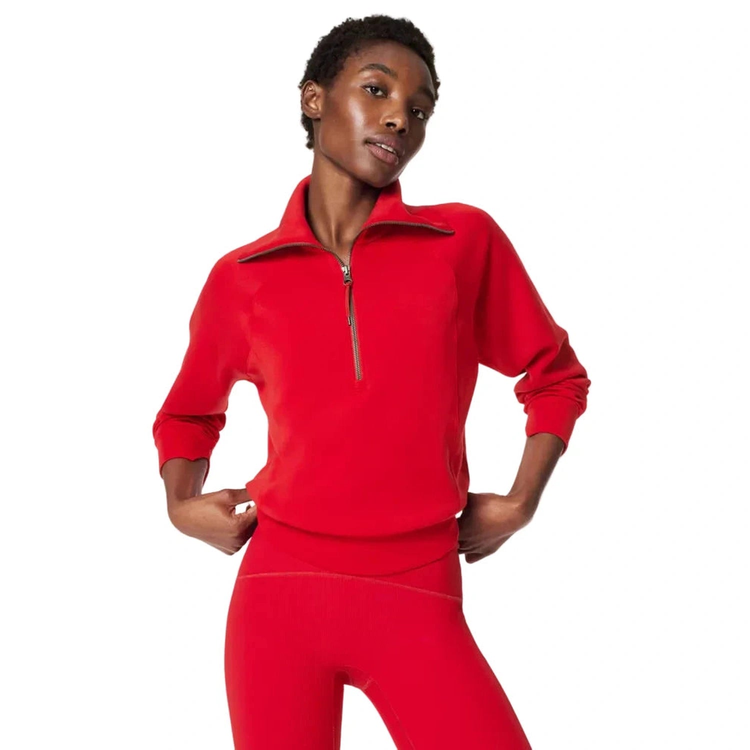 SPANX 02. WOMENS APPAREL - WOMENS HOODIES|SWEATERS - WOMENS PO Q ZIP Women's AirEssentials Half Zip SPANX RED