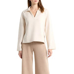 SPANX 02. WOMENS APPAREL - WOMENS LS SHIRTS - WOMENS LS CASUAL Women's AirEssentials Polo Sweatshirt OATMEAL HEATHER