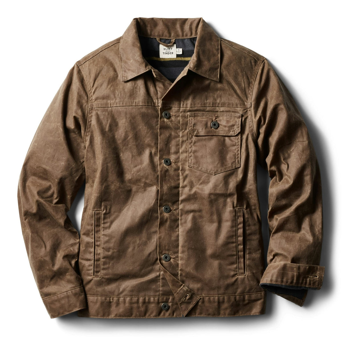 Men’s Flannel-Lined Waxed Trucker Jacket Flint and Tinder