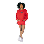 Women's The Becca Boxy Crewneck Go Dogs Woven Longsleeve