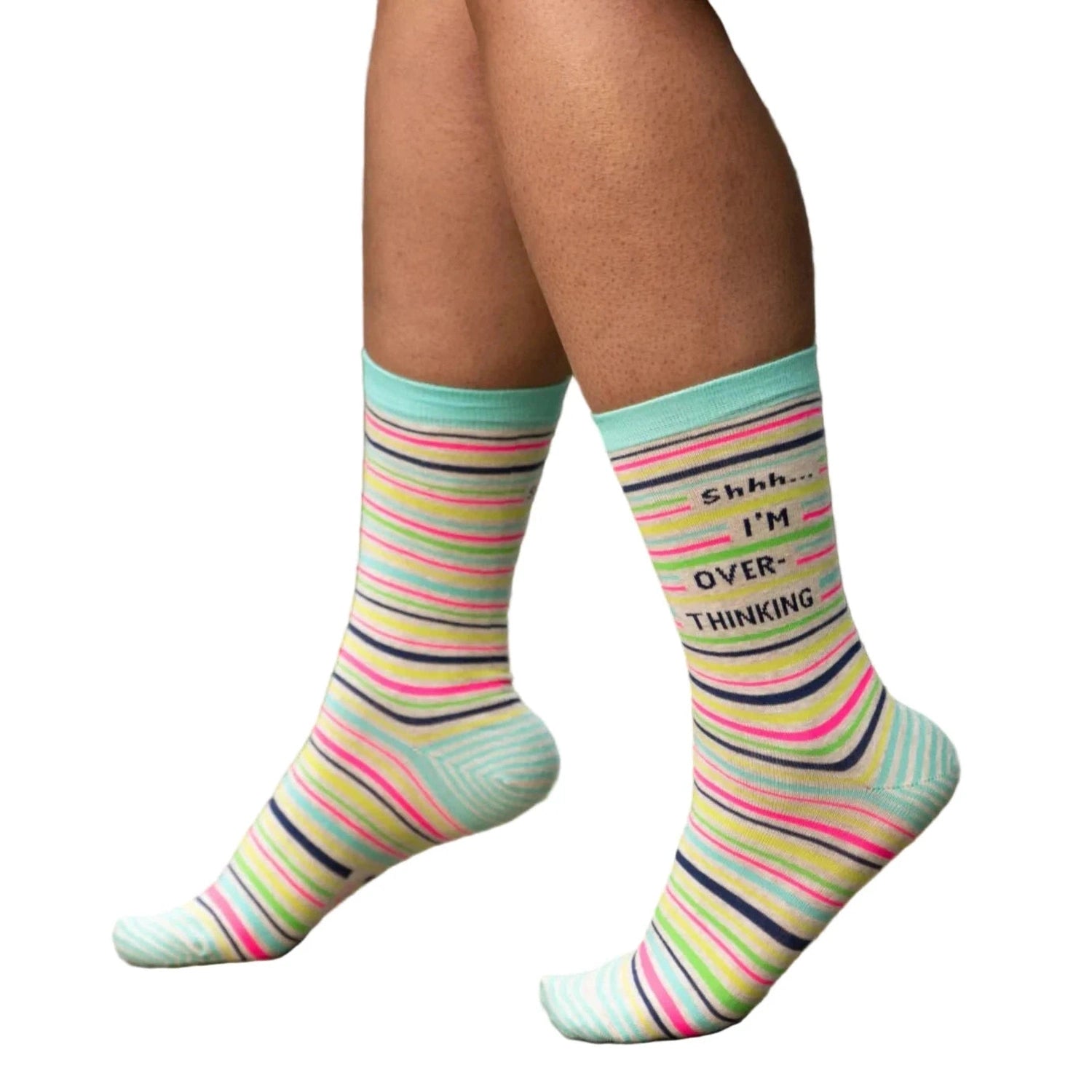 Blue Q 06. SOCKS - WOMENS SOCKS - WOMENS SOCKS GIFT Women's Shhh..I'm Overthinking Crew Socks