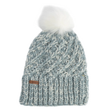 Coal Headwear 11. HATS - HATS WINTER - HATS WINTER Women's The Maizy Knit Faux Fur Pom Beanie SHALE BLUE SPECKLE