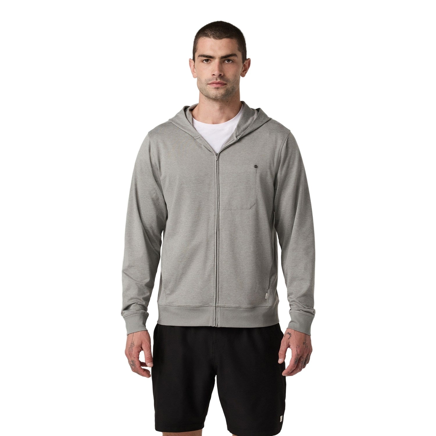 Vuori 01. MENS APPAREL - MENS HOODIES|SWEATERS - MENS PO HOODY Men's Ponto Full Zip Hoodie HDF DRIFTWOOD HEATHER