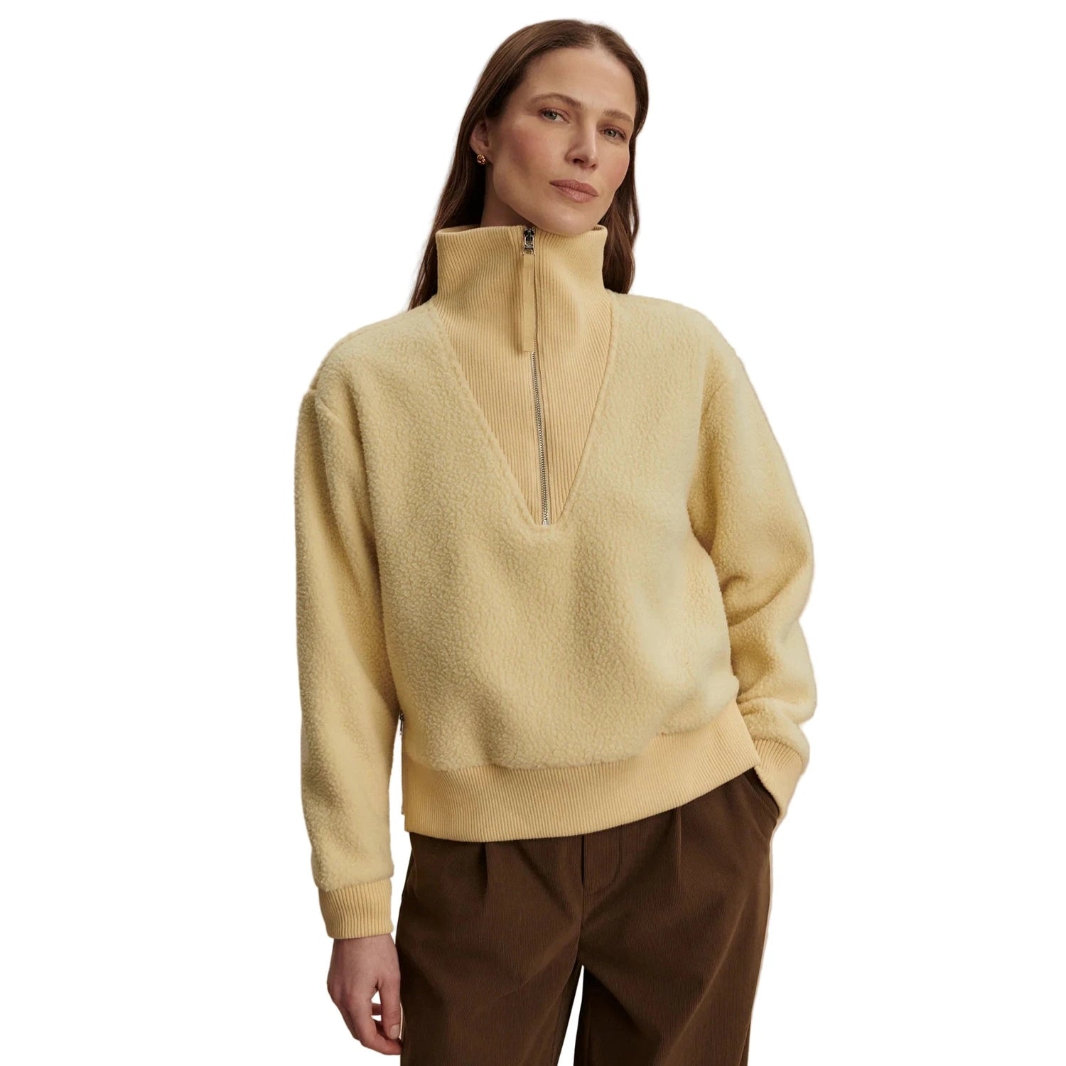Varley 02. WOMENS APPAREL - WOMENS HOODIES|SWEATERS - WOMENS PO Q ZIP Women's Jaylin Half-Zip Fleece REED YELLOW