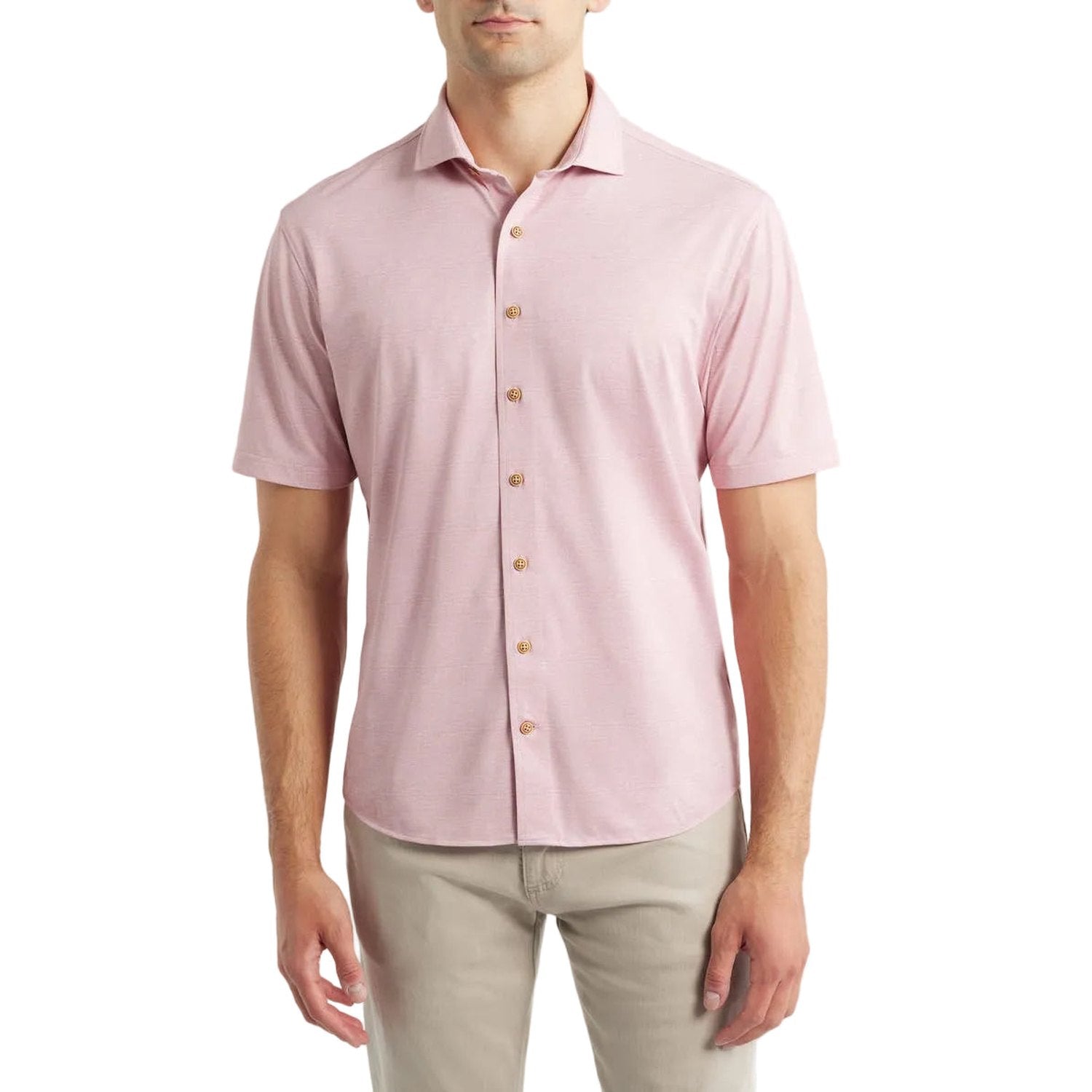 johnnie-O 01. MENS APPAREL - MENS SS SHIRTS - MENS SS BUTTON UP Men's Breck Hangin’ Out Knit Short Sleeve Button-Up Shirt SNAPPER