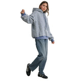 Women's Brushed Striped Puffy Hoodie