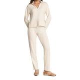 SPANX 02. WOMENS APPAREL - WOMENS LS SHIRTS - WOMENS LS CASUAL Women's AirEssentials Polo Sweatshirt OATMEAL HEATHER