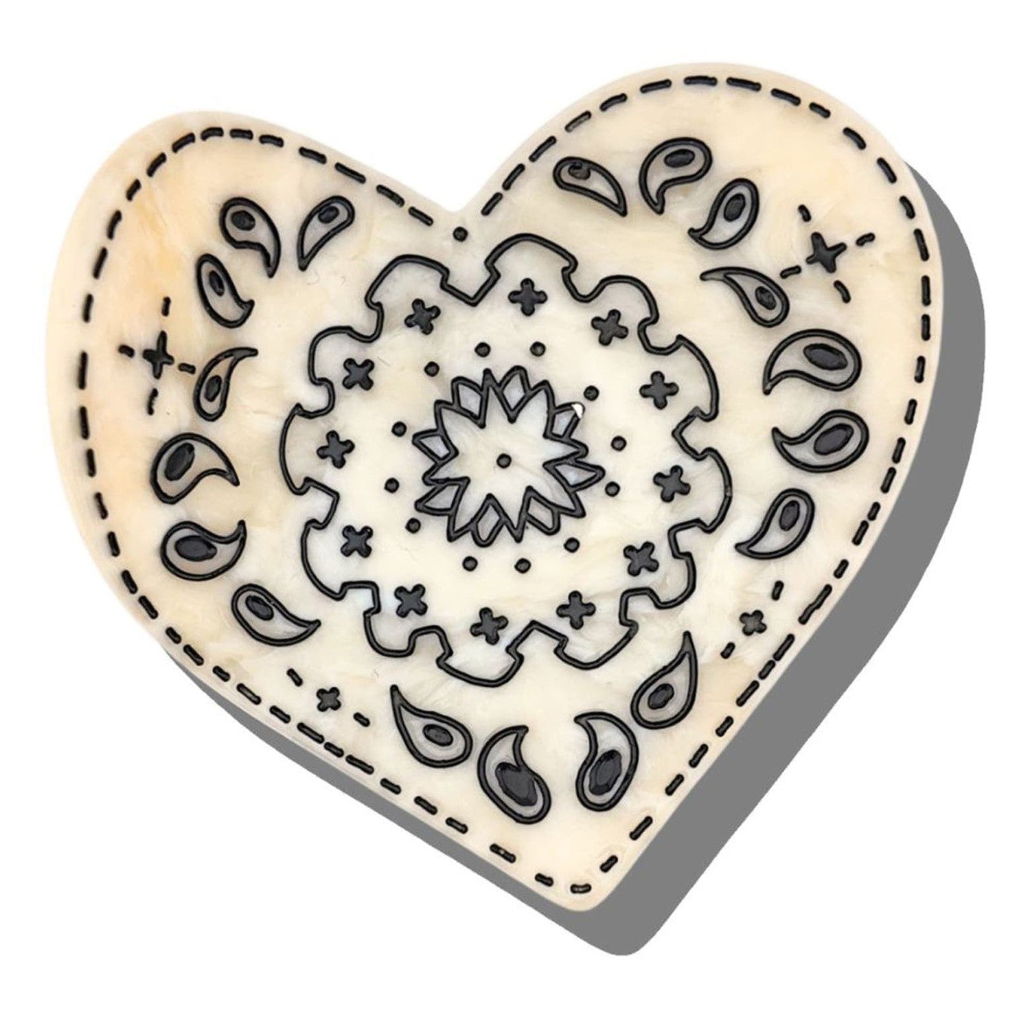 Solar Eclipse 10. GIFTS|ACCESSORIES - WOMENS ACCESSORIES - WOMENS HAIR ACCESSORIES Women's Hand-Painted Paisley Heart Claw Hair Clip BLACK|WHITE