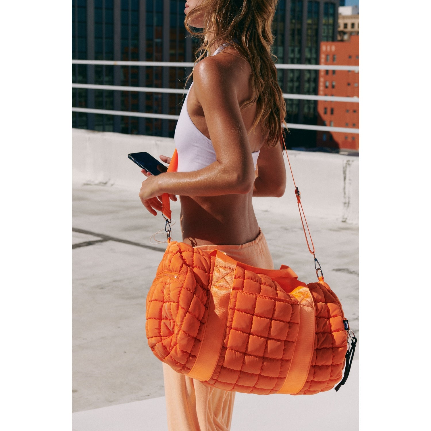 FP Movement 09. PACKS|LUGGAGE - PACK|CASUAL - WAIST|SLING|MESSENGER|PURSE Women's Quilted Duffle 8837 TANGERINE OS