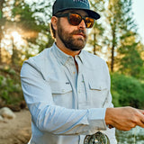 Poncho Outdoors 01. MENS APPAREL - MENS LS SHIRTS - MENS LS BUTTON UP Men's Western Pearl Snap Shirt Long Sleeve THE ALPINE | TURF GREEN MICROCHECK