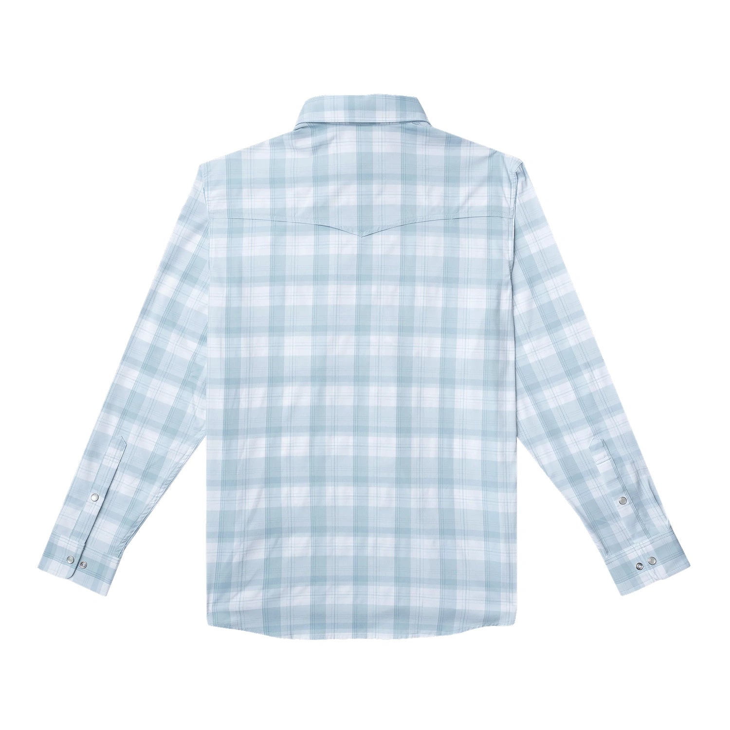 Poncho Outdoors 01. MENS APPAREL - MENS LS SHIRTS - MENS LS BUTTON UP Men's Western Pearl Snap Shirt Long Sleeve THE BILLINGS|BABY BLUE AND WHITE PLAID | SLIM