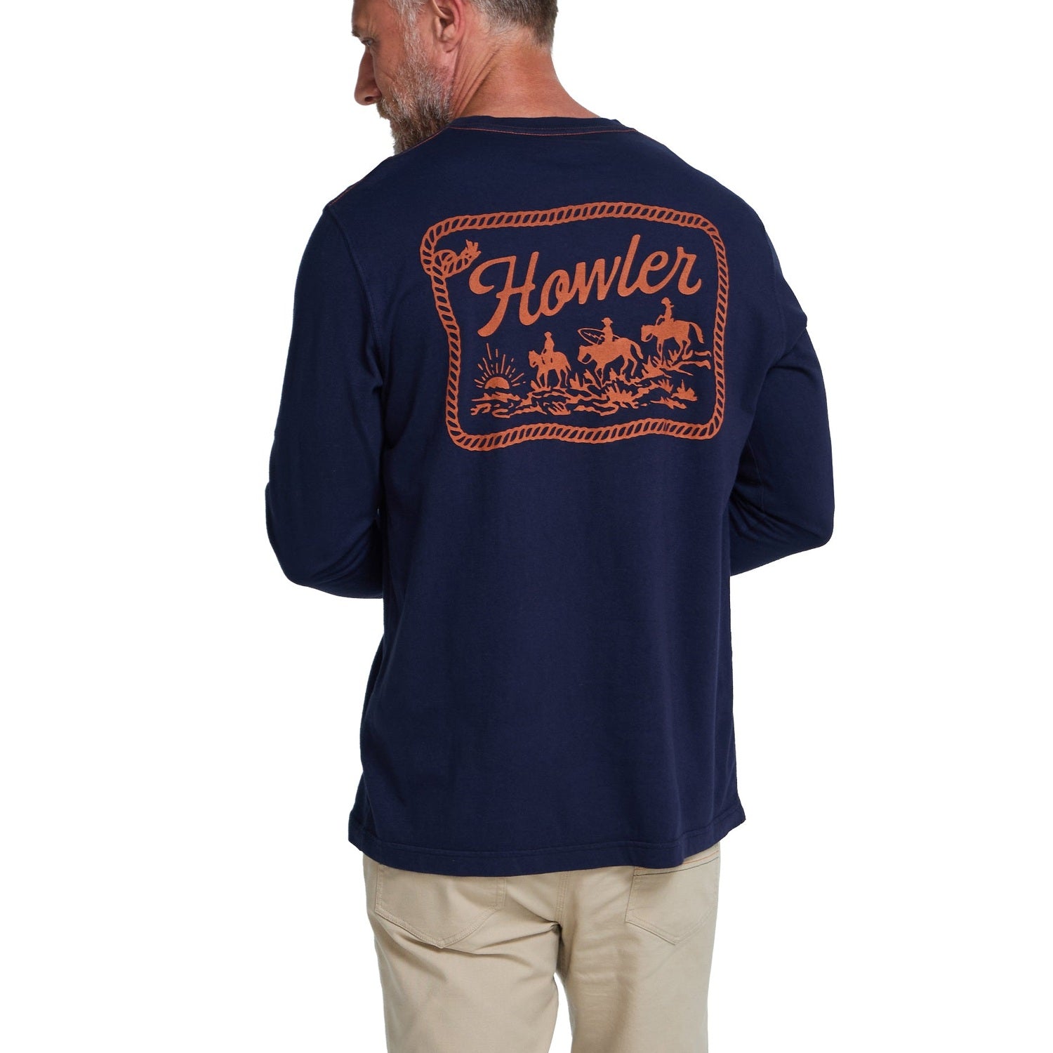 Men’s Cotton Longsleeve T-Shirt Howler Bros - POSSE | NAVY
