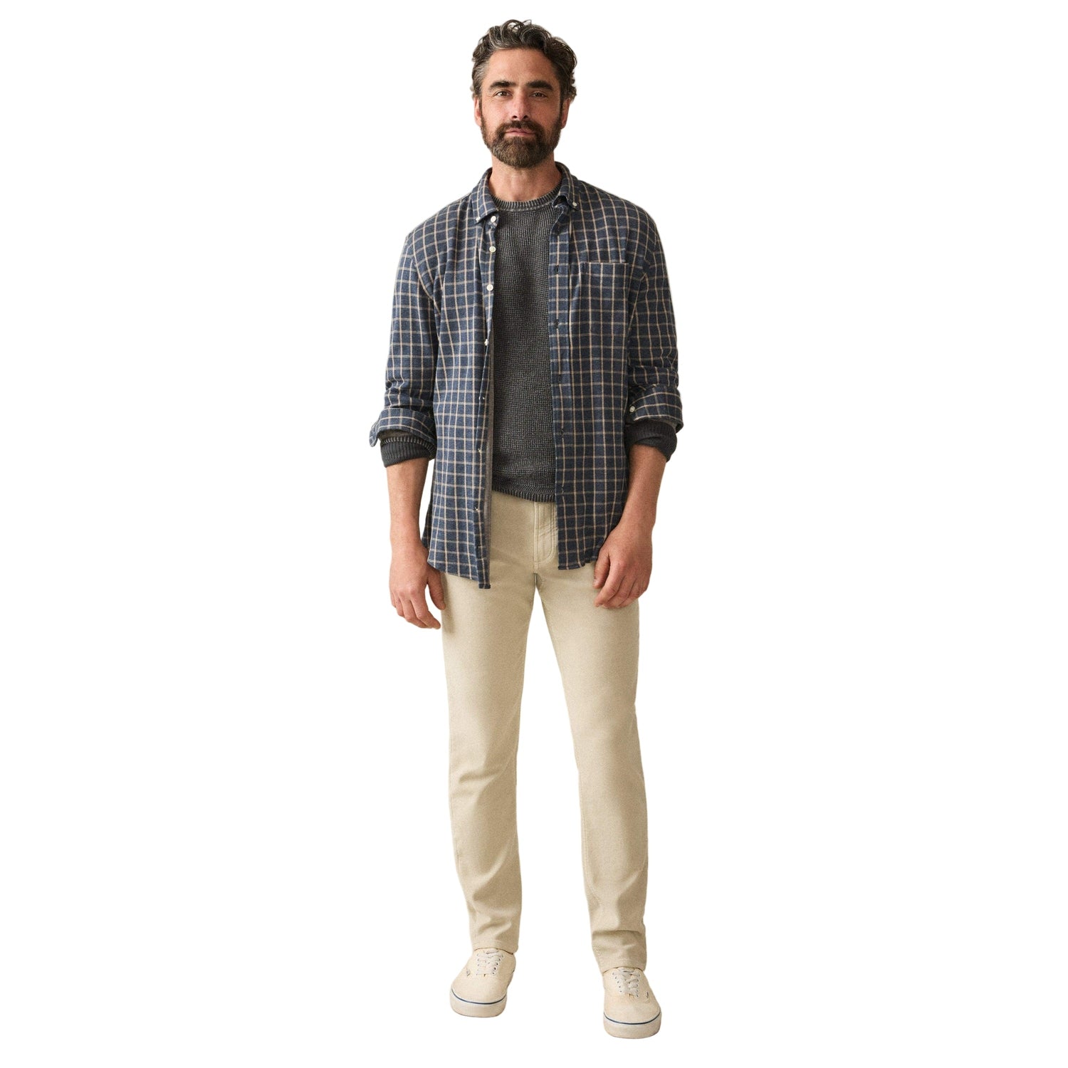 Faherty 01. MENS APPAREL - MENS LS SHIRTS - MENS LS BUTTON UP Men's Coastline Knit Shirt CYT CLAY TWILIGHT PLAID