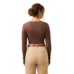 Faherty 02. WOMENS APPAREL - WOMENS LS SHIRTS - WOMENS LS CASUAL Women's Paradise Pointelle Henley CHB CHOCOLATE BROWN